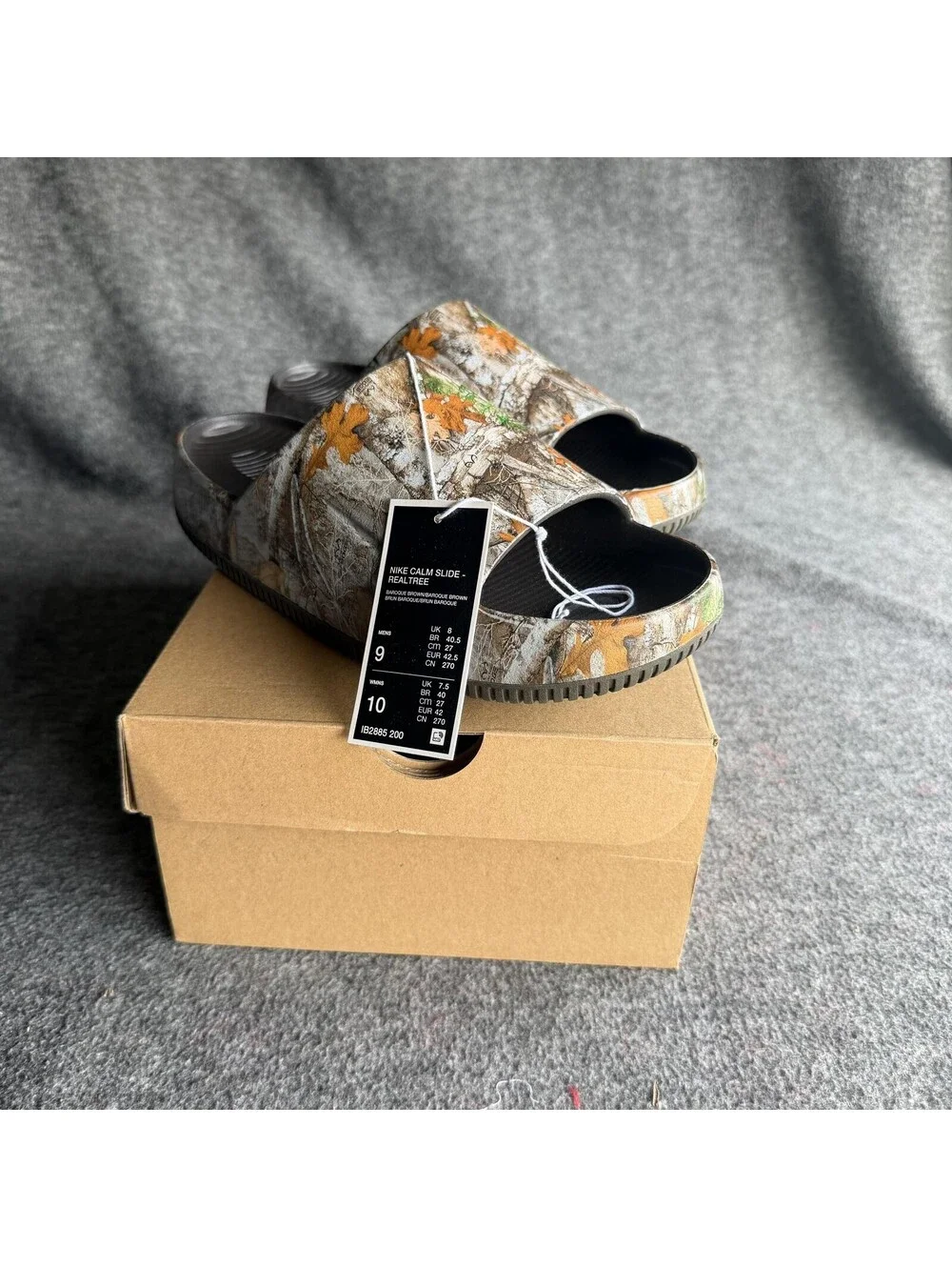 Nike Calm Slide Realtree Sandals Shoes Mens Size 9 Brown Camo Slip On IB2885-200
